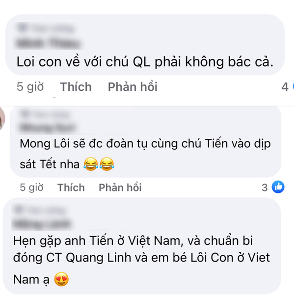  Khán giả liên tục bày tỏ sự mong chờ ngày Quang Linh và Lôi Con về Việt Nam. (Ảnh: FB Nguyễn Tiến)