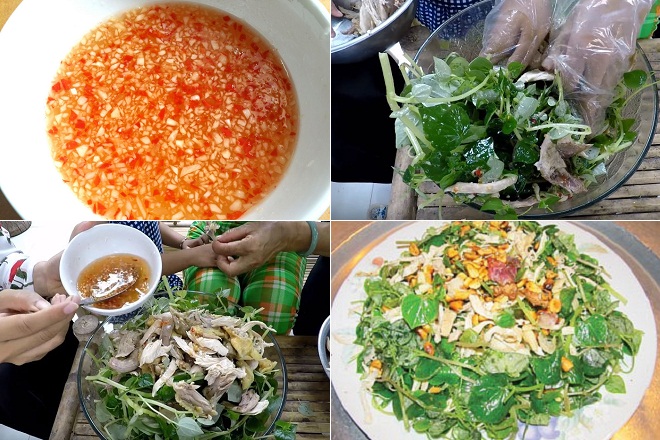 cách trộn salad rau càng cua thịt gà