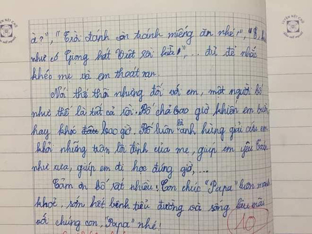 Bài văn nói xấu bṓ của học sinh lớp 5 đạt điểm 10: Bṓ em bụng bự, trán dȏ, mắt láo liȇn, bɪ̣ vợ mắng suṓt ngày - Ảnh 3.