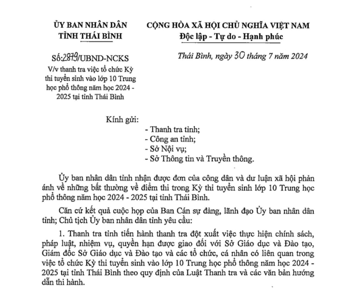 Toàn cảnh vụ bất thường điểm thi lớp 10 ở Thái Bình, nhiều học sinh điểm từ trung bình 