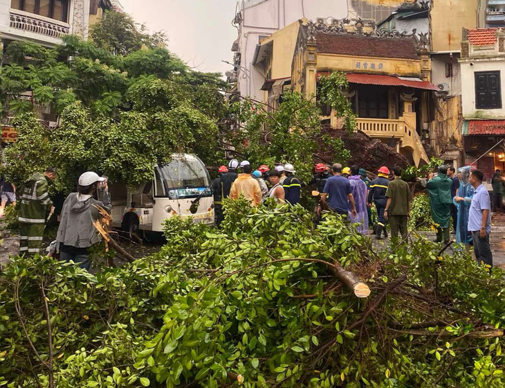 Hà Nội mưa trắng trời, cây xanh ngã đè người đi đường bất tỉnh - Ảnh 7.