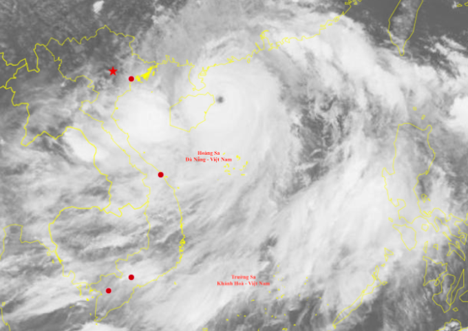 Hoàn lưu bão Yagi. Ảnh chụp vệ tinh lúc 13h20 ngày 6/9. Ảnh: Trung tâm Mạng lưới Khí tượng Thuỷ văn quốc gia