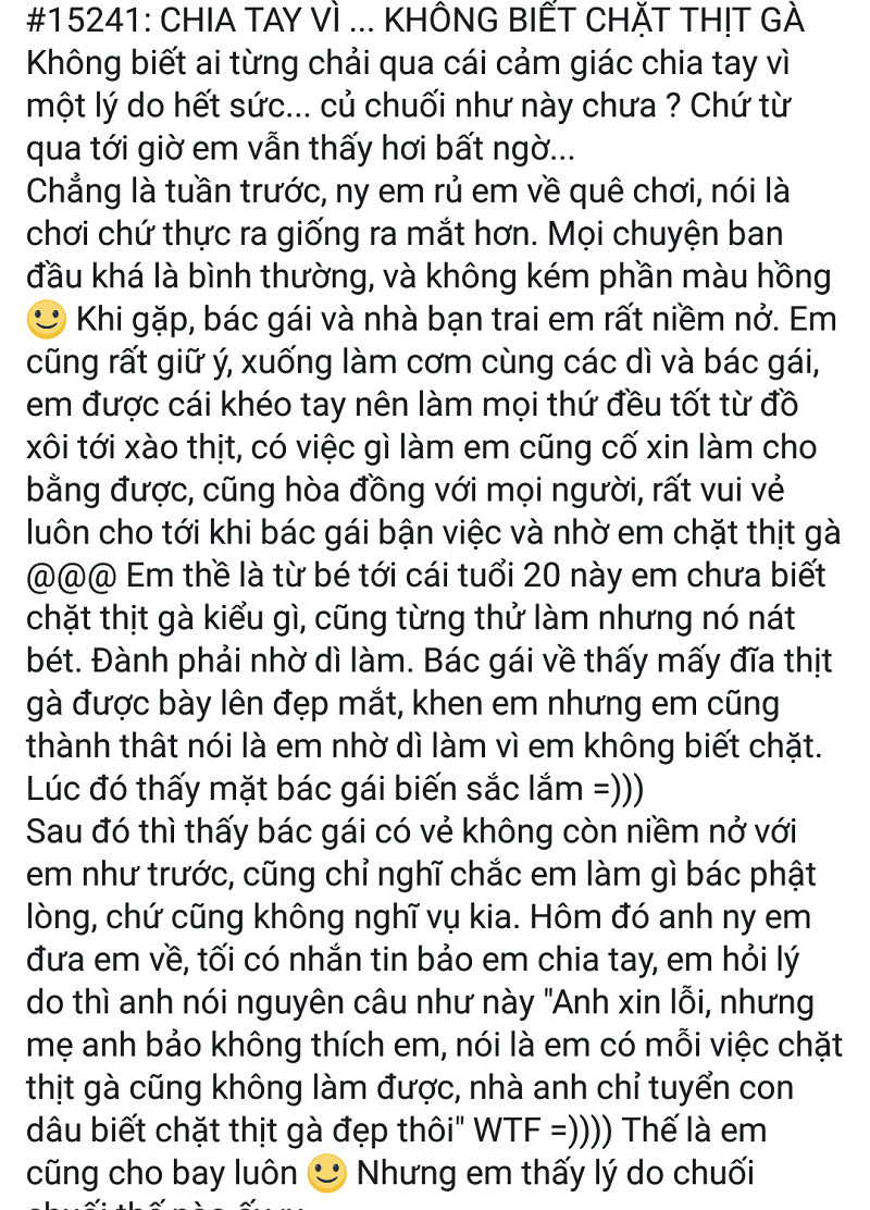 dan mang benh vuc co gai bi chia tay vi khong biet chat thit ga