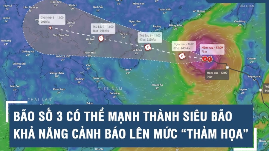 Trung tâm Dự báo khí tượng thủy văn quốc gia đang xem xét nâng mức cảnh báo đối với bão Yagi (bão số 3) lên cấp 5, tức là mức thảm họa, với khả năng tàn phá mạnh nhất trong năm 2024.