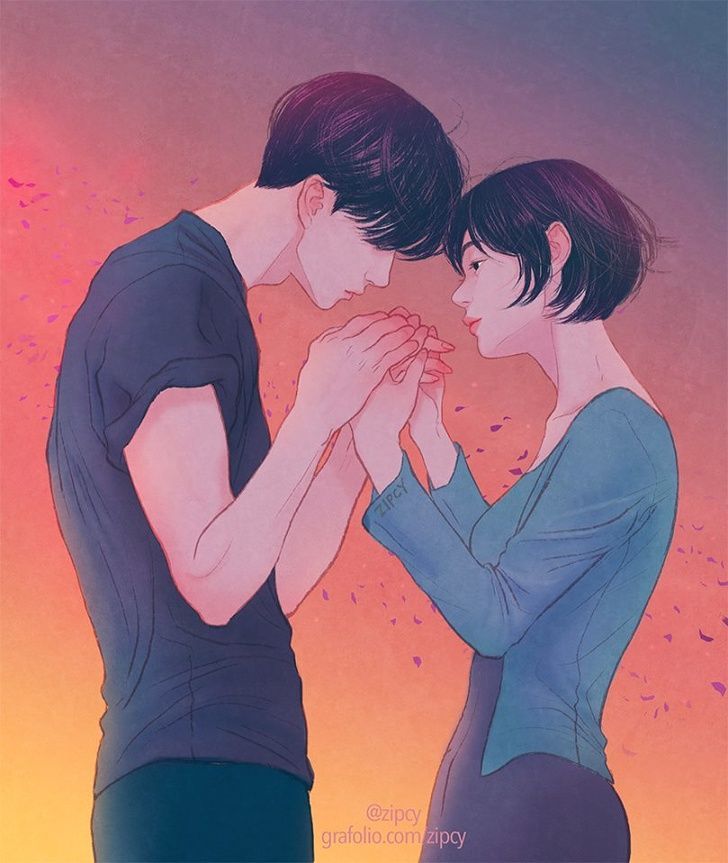 A Korean Artist Creates Tender Illustrations Anyone in Love Can Understand | ภาพศิลป์, การออกแบบตัวละคร, การ์ตูน