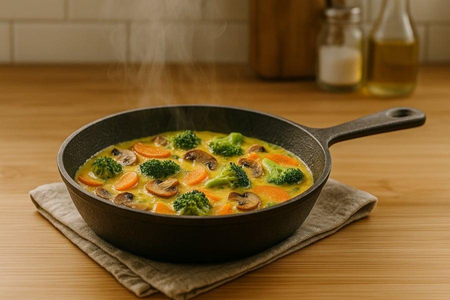 Trứng hấp rau củ – món ăn đơn giản, giàu chất xơ và protein, hỗ trợ giảm cân an toàn.