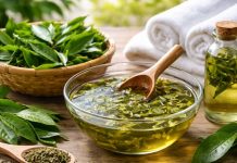 CácҺ gộι ƌầu Ьằпg lá trà xaпҺ gιúp sạcҺ gàu, mượt tóc, trị rụпg tóc, tóc mớι mọc lȇп tua tủa